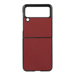 Custodia per telefono in pelle PU con trama in fibra di carbonio, For Samsung Galaxy Z Flip3 5G