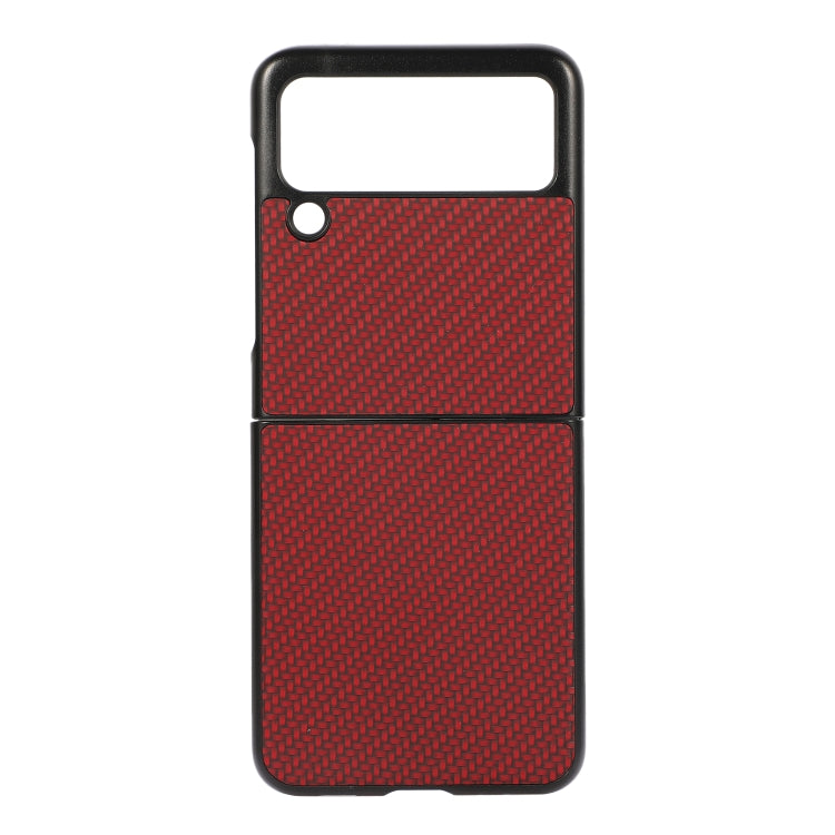 Custodia per telefono in pelle PU con trama in fibra di carbonio, For Samsung Galaxy Z Flip3 5G