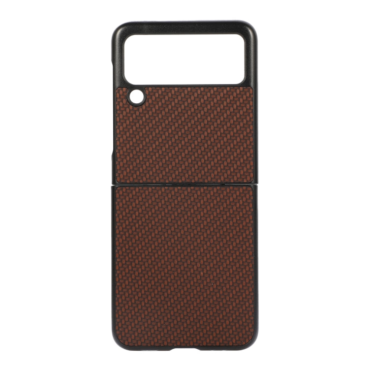 Custodia per telefono in pelle PU con trama in fibra di carbonio, For Samsung Galaxy Z Flip3 5G