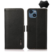 KHAZNEH Custodia per telefono RFID in vera pelle Litchi magnetica laterale, For iPhone 14 Plus, For iPhone 14 Pro Max, For iPhone 14 Pro, For iPhone 14