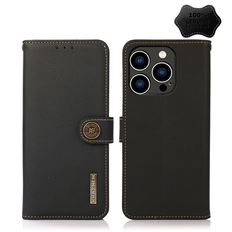 Custodia portafoglio in pelle con RFID per iPhone 14 Pro