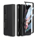 Custodia a libro per telefono in pelle tinta unita con cerniera magnetica GKK con astuccio portapenne, For Samsung Galaxy Z Fold3 5G