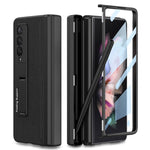 Custodia a libro per telefono in pelle tinta unita con cerniera magnetica GKK con astuccio portapenne, For Samsung Galaxy Z Fold3 5G