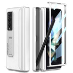 Custodia a libro per telefono in pelle tinta unita con cerniera magnetica GKK con astuccio portapenne, For Samsung Galaxy Z Fold3 5G