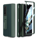 Custodia a libro per telefono in pelle tinta unita con cerniera magnetica GKK con astuccio portapenne, For Samsung Galaxy Z Fold3 5G