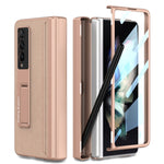 Custodia a libro per telefono in pelle tinta unita con cerniera magnetica GKK con astuccio portapenne, For Samsung Galaxy Z Fold3 5G