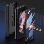 Custodia a libro per telefono in pelle tinta unita con cerniera magnetica GKK con astuccio portapenne, For Samsung Galaxy Z Fold3 5G