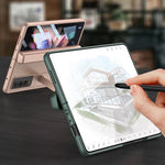 Custodia a libro per telefono in pelle tinta unita con cerniera magnetica GKK con astuccio portapenne, For Samsung Galaxy Z Fold3 5G
