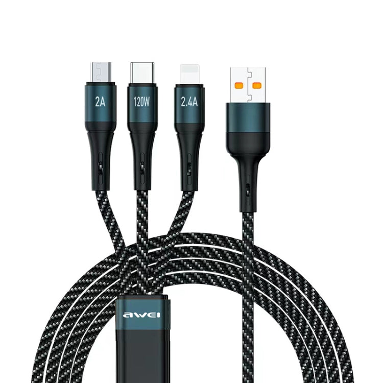 awei CL-972 Type-C / USB-C + 8 pin + Micro USB 3 in 1 cavo dati di ricarica rapida, lunghezza: 1,2 m
