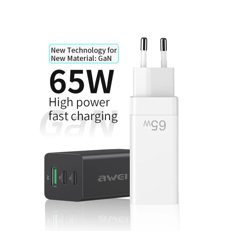 awei PD9 65W GaN Caricabatteria da viaggio a ricarica rapida, spina europea