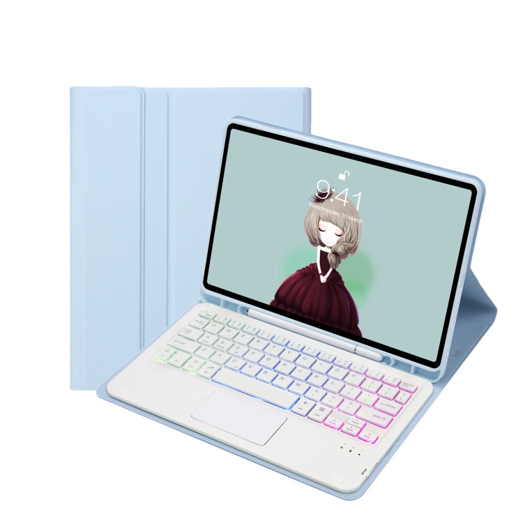 T07B-AS Skin Feel Pen Slot Touch Pad Custodia per tablet in pelle con tastiera Bluetooth, For iPad 9.7 2018&2017 / Pro 9.7 / Air 2, For iPad 10.2 2021&2020&2019/Air 2019/Pro 10.5, For iPad Air 11 2025 / 2024 / Pro 11 2021&2020&2018                     ...