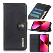 KHAZNEH Custodia per telefono in pelle a conchiglia orizzontale con trama in pelle bovina, For iPhone 14, For iPhone 14 Plus, For iPhone 14 Pro, For iPhone 14 Pro Max