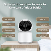 YT51 1920x1080 Telecamera wireless per bambini domestici, supporto per visione notturna a infrarossi / rilevamento del pianto del bambino,, UK Plug, with Temperature, AU Plug, with Temperature