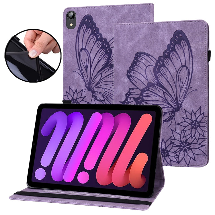 Custodia tablet in pelle con farfalla goffrata per iPad