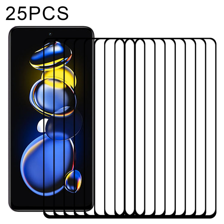 Pellicola proteggi schermo in vetro temperato con copertura completa da 25 pezzi, For Xiaomi Redmi Note 11T Pro/11T Pro+ (25 PCS)