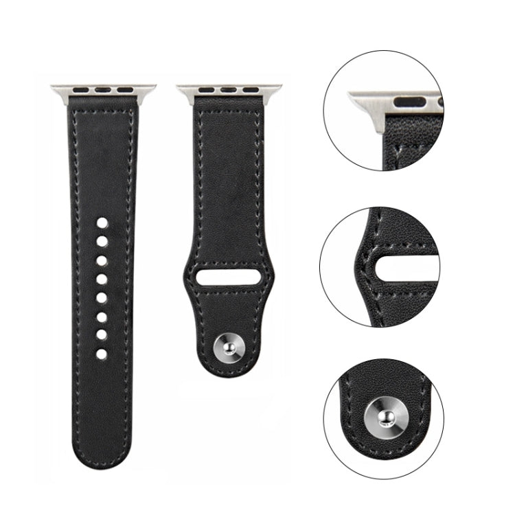 Cinturino in pelle con fibbia in argento per unghie per Apple Watch Series, For Apple Watch Series 9&8&7 41mm / SE 3&SE 2&6&SE&5&4 40mm / 3&2&1 38mm, For Apple Watch Ultra 49mm&Watch Ultra 2 49mm / Series 9&8&7 45mm / SE 3&SE 2&6&SE&5&4 44mm           ...