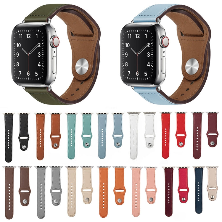 Cinturino in pelle con fibbia in argento per unghie per Apple Watch Series, For Apple Watch Series 9&8&7 41mm / SE 3&SE 2&6&SE&5&4 40mm / 3&2&1 38mm, For Apple Watch Ultra 49mm&Watch Ultra 2 49mm / Series 9&8&7 45mm / SE 3&SE 2&6&SE&5&4 44mm           ...