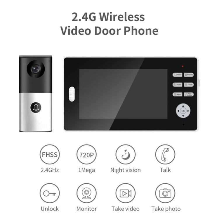 Campanello video wireless 2.4G 720P con visione notturna