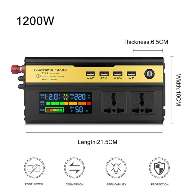 8896 Inverter per display digitale multifunzionale intelligente per auto da 1200 W, 12V, 24V, 48V