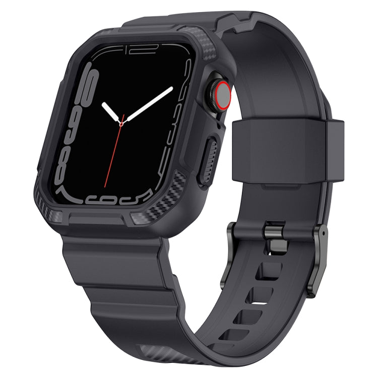 Cinturino integrato in silicone con motivo in fibra di carbonio per Apple Watch Series, 7 41mm / 6&SE&5&4 40mm / 3&2&1 38mm, 7 45mm / 6&SE&5&4 44mm / 3&2&1 42mm