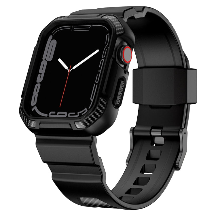 Cinturino integrato in silicone con motivo in fibra di carbonio per Apple Watch Series, 7 41mm / 6&SE&5&4 40mm / 3&2&1 38mm, 7 45mm / 6&SE&5&4 44mm / 3&2&1 42mm