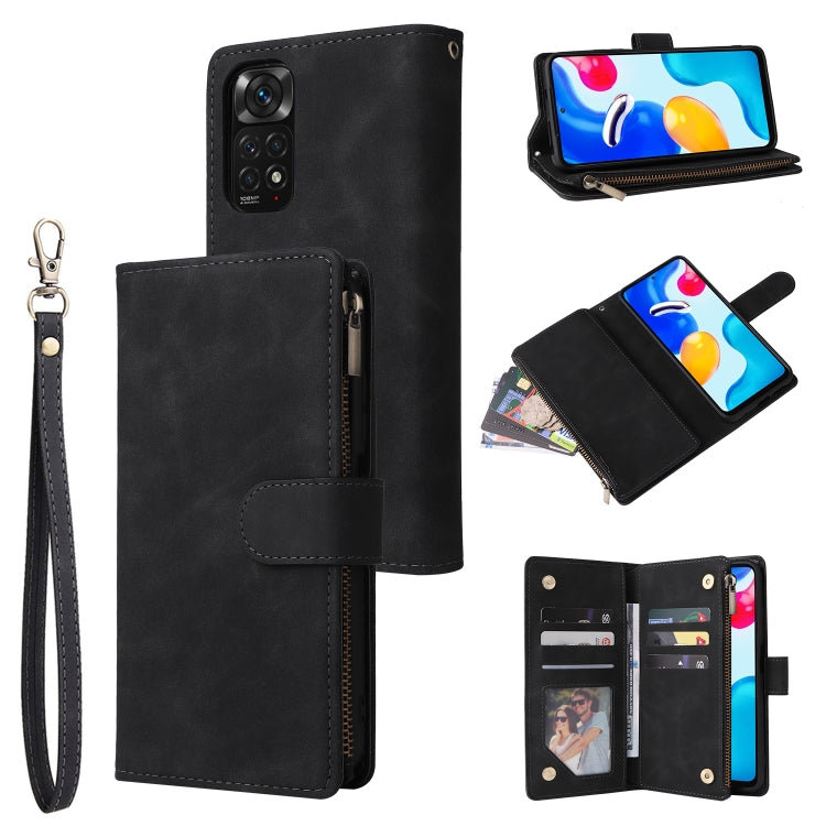 Custodia per cellulare multifunzionale in pelle con portafoglio con cerniera smerigliata, For Xiaomi Redmi Note 11S