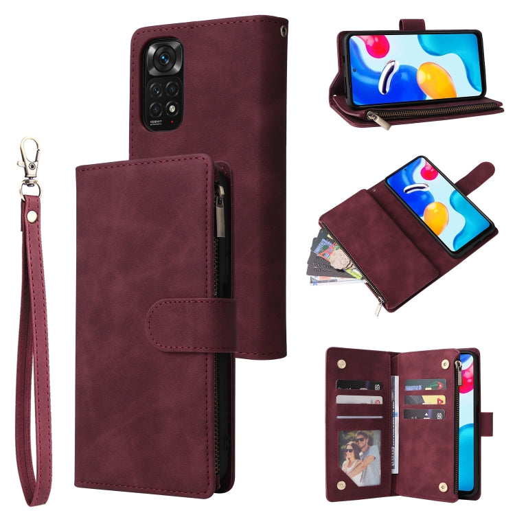 Custodia per cellulare multifunzionale in pelle con portafoglio con cerniera smerigliata, For Xiaomi Redmi Note 11S