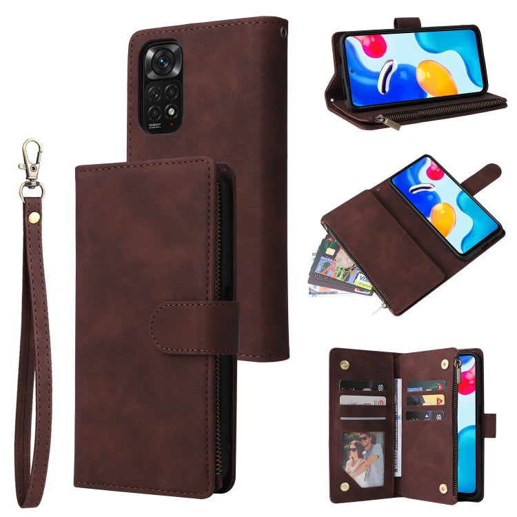 Custodia per cellulare multifunzionale in pelle con portafoglio con cerniera smerigliata, For Xiaomi Redmi Note 11S