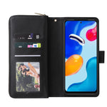 Custodia per cellulare in pelle con cerniera a portafoglio con 9 slot per schede, For Xiaomi Redmi Note 11S, For Samsung Galaxy A23