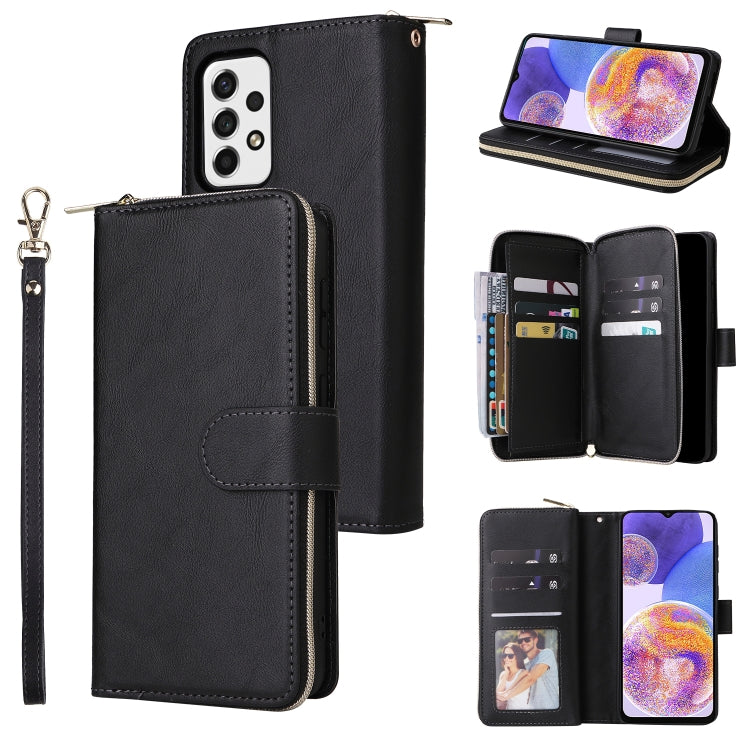 Custodia per cellulare in pelle con cerniera a portafoglio con 9 slot per schede, For Xiaomi Redmi Note 11S, For Samsung Galaxy A23