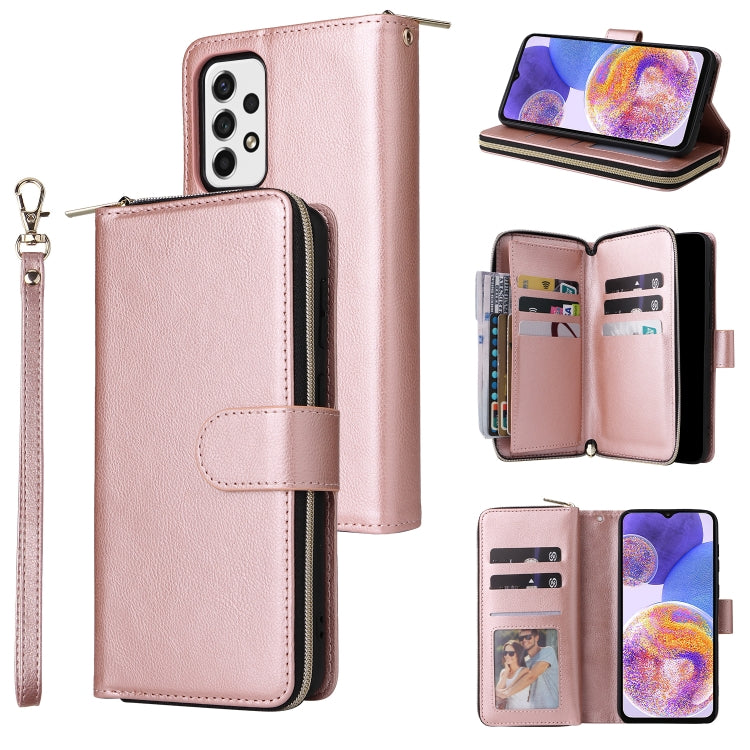 Custodia per cellulare in pelle con cerniera a portafoglio con 9 slot per schede, For Xiaomi Redmi Note 11S, For Samsung Galaxy A23