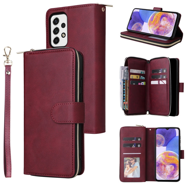 Custodia per cellulare in pelle con cerniera a portafoglio con 9 slot per schede, For Xiaomi Redmi Note 11S, For Samsung Galaxy A23
