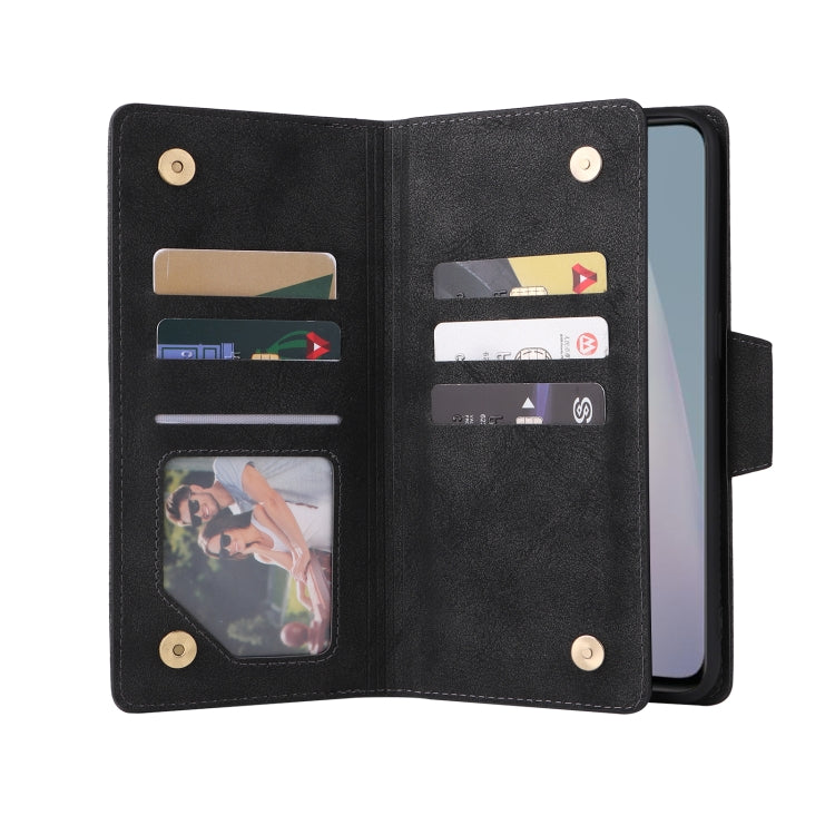 Rivetto Fibbia 9 carte Custodia per telefono in pelle a tre pieghe, For OnePlus Nord N10 5G, For Samsung Galaxy Note20, For OnePlus 10 Pro 5G, For Samsung Galaxy A23 4G
