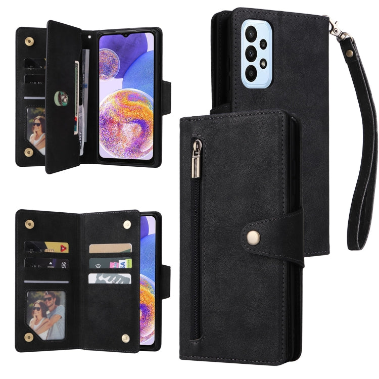 Rivetto Fibbia 9 carte Custodia per telefono in pelle a tre pieghe, For OnePlus Nord N10 5G, For Samsung Galaxy Note20, For OnePlus 10 Pro 5G, For Samsung Galaxy A23 4G