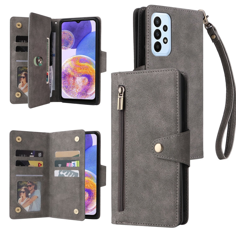 Rivetto Fibbia 9 carte Custodia per telefono in pelle a tre pieghe, For OnePlus Nord N10 5G, For Samsung Galaxy Note20, For OnePlus 10 Pro 5G, For Samsung Galaxy A23 4G