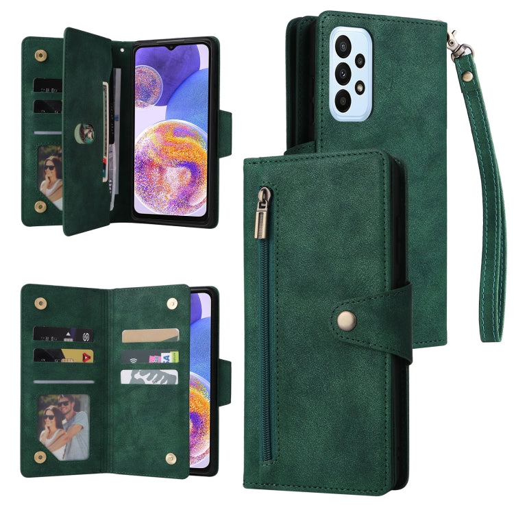 Rivetto Fibbia 9 carte Custodia per telefono in pelle a tre pieghe, For OnePlus Nord N10 5G, For Samsung Galaxy Note20, For OnePlus 10 Pro 5G, For Samsung Galaxy A23 4G