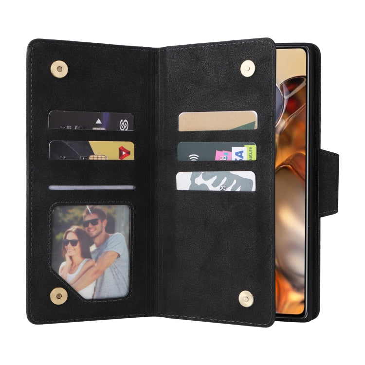 Rivetto Fibbia 9 carte Custodia per telefono in pelle a tre pieghe, For Xiaomi 11T