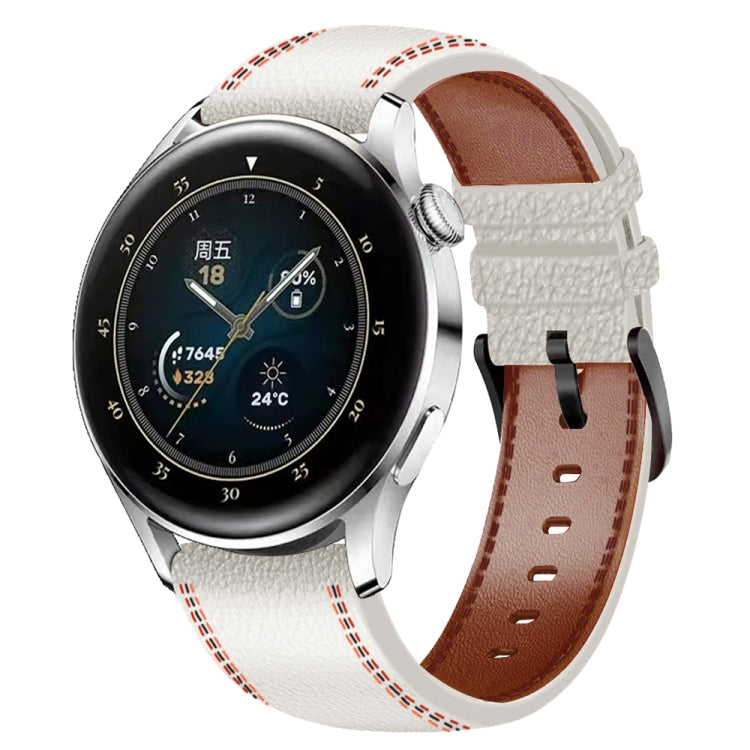 Cinturino per orologio in vera pelle con filo per cucire, For Samsung Galaxy Watch 3 45mm, For Huawei Watch GT 3 46mm