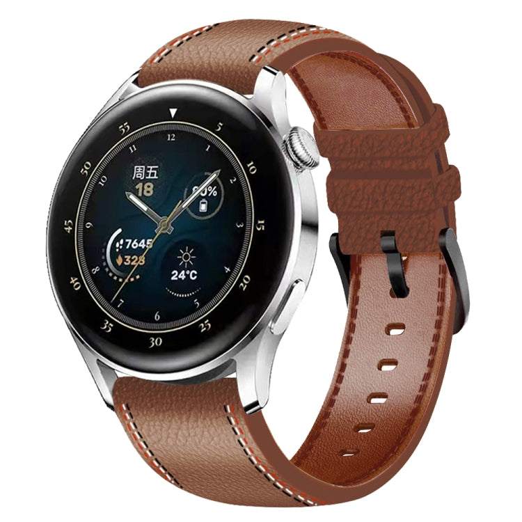 Cinturino per orologio in vera pelle con filo per cucire, For Samsung Galaxy Watch 3 45mm, For Huawei Watch GT 3 46mm