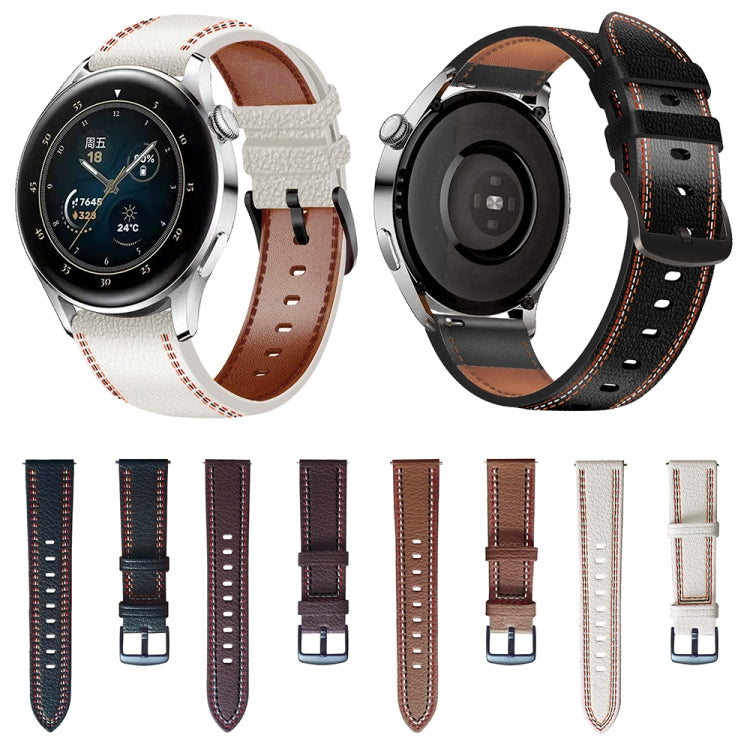 Cinturino per orologio in vera pelle con filo per cucire, For Samsung Galaxy Watch 3 45mm, For Huawei Watch GT 3 46mm