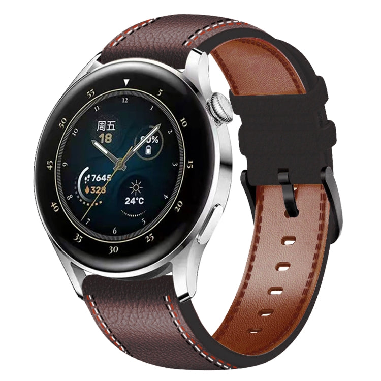 Cinturino per orologio in vera pelle con filo per cucire, For Samsung Galaxy Watch 3 45mm, For Huawei Watch GT 3 46mm