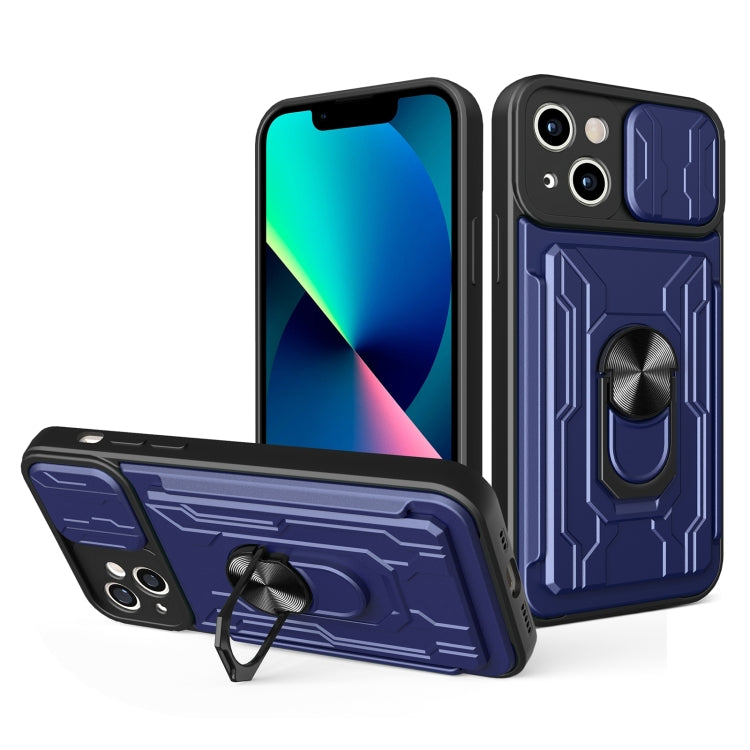 Custodia per telefono scorrevole Camshield TPU + PC con slot per schede, For iPhone 14, For iPhone 14 Pro, For iPhone 14 Plus
