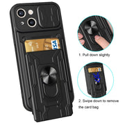 Custodia per telefono scorrevole Camshield TPU + PC con slot per schede, For iPhone 14, For iPhone 14 Pro, For iPhone 14 Plus