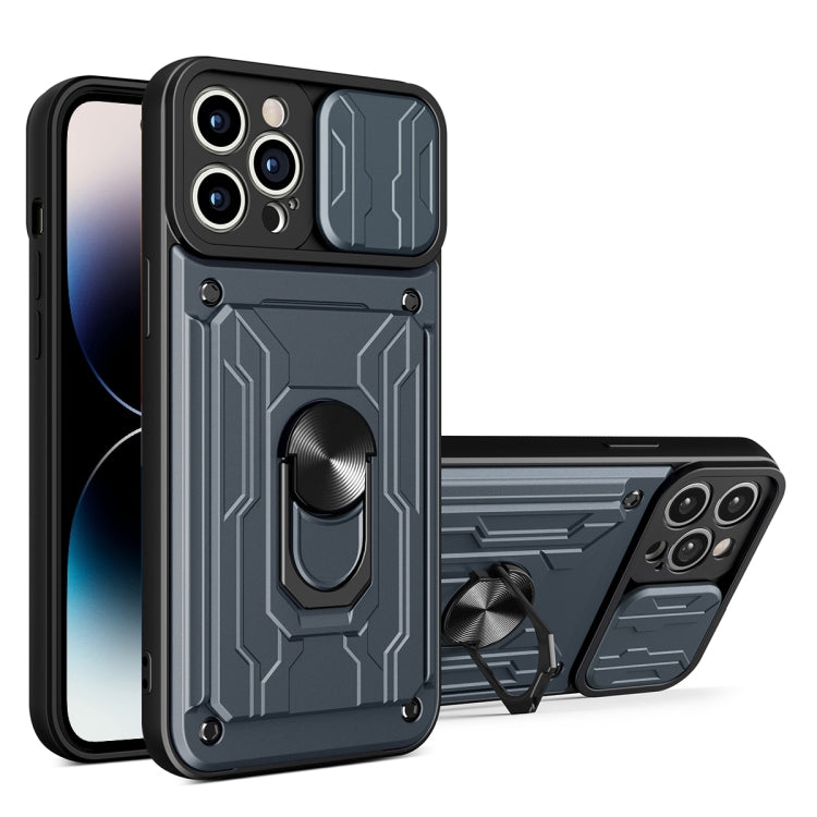 Custodia scorrevole TPU con slot carte per iPhone 14 Pro Max