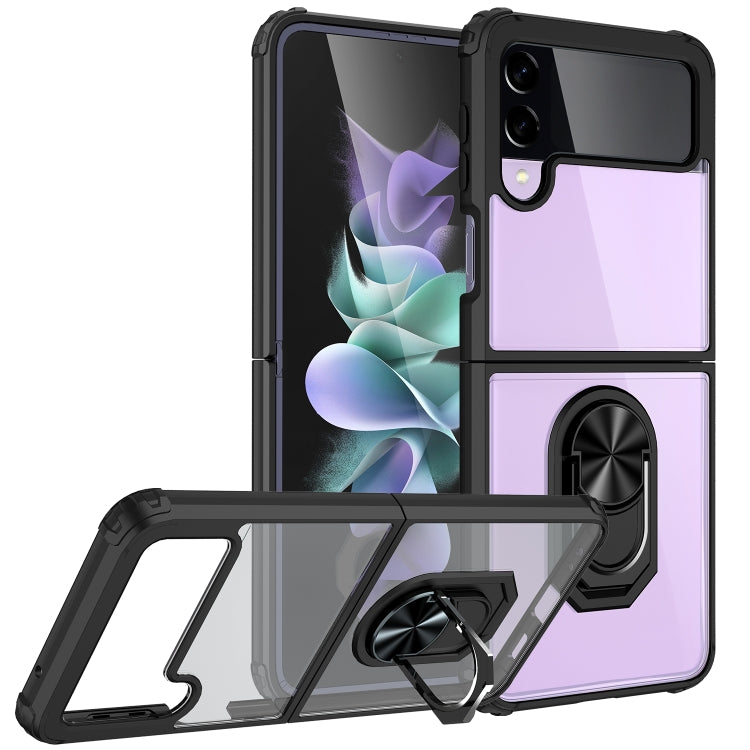 TPU trasparente + custodia per telefono con supporto per anello in acrilico, For Samsung Galaxy Z Flip4 5G
