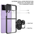 TPU trasparente + custodia per telefono con supporto per anello in acrilico, For Samsung Galaxy Z Flip4 5G