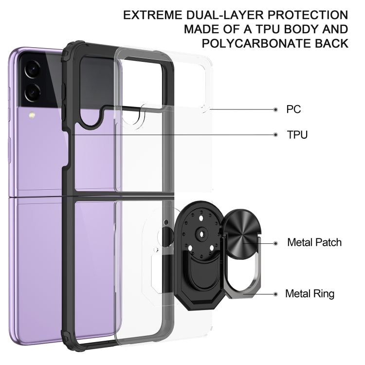 TPU trasparente + custodia per telefono con supporto per anello in acrilico, For Samsung Galaxy Z Flip4 5G