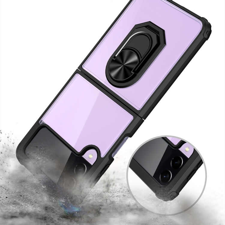 TPU trasparente + custodia per telefono con supporto per anello in acrilico, For Samsung Galaxy Z Flip4 5G