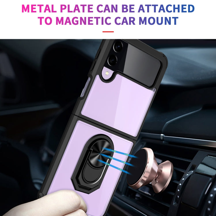 TPU trasparente + custodia per telefono con supporto per anello in acrilico, For Samsung Galaxy Z Flip4 5G