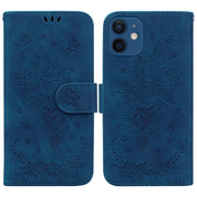 Custodia per telefono in pelle goffrata farfalla rosa, For iPhone 12 / 12 Pro, For iPhone 12 mini, For iPhone 12 Pro Max, For iPhone SE 2022 / SE 2020 / 8 / 7